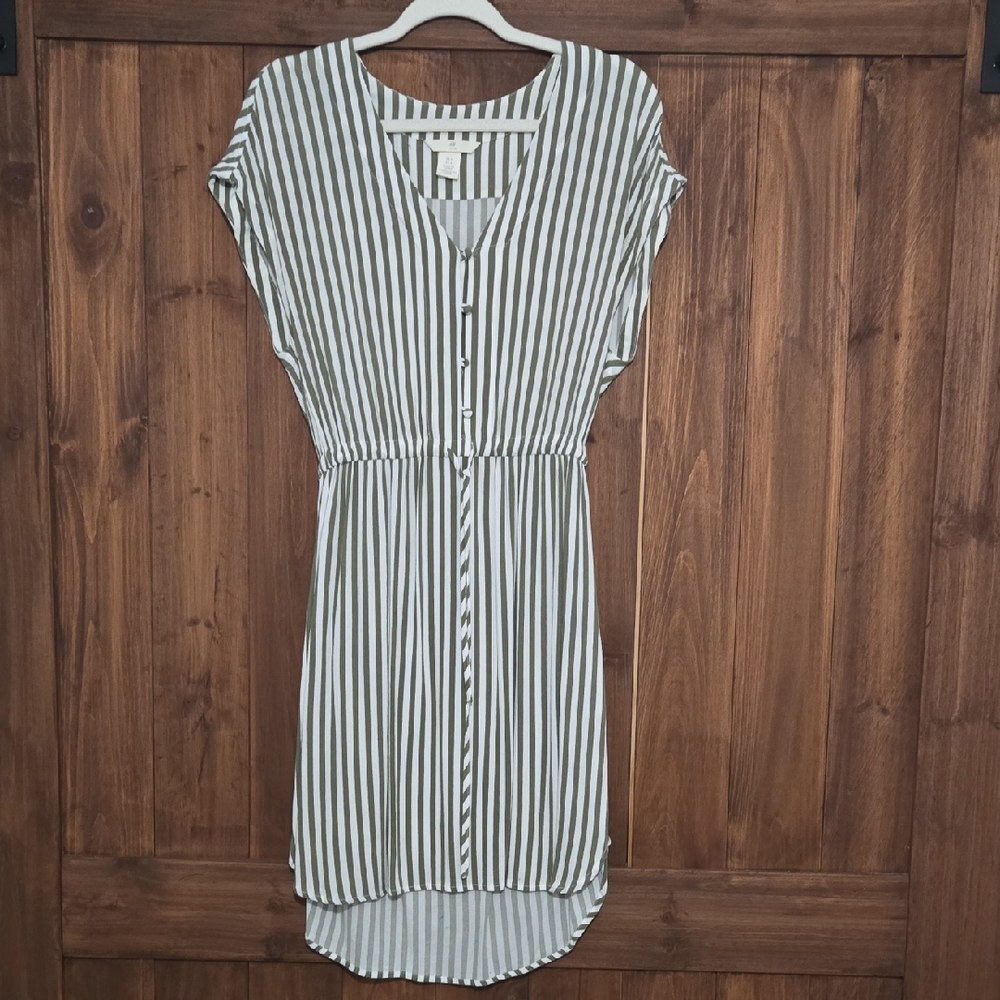 H&M Black and White Striped High Low Dress